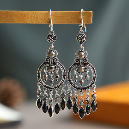 Women's Jewelry Retro Round Hollow Chinese Style Earrings