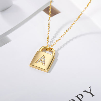 Lock Capital English Letter Copper Zircon Necklaces