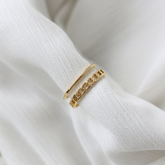Women's Chain Hollow Line Wide Titanium Steel Rings