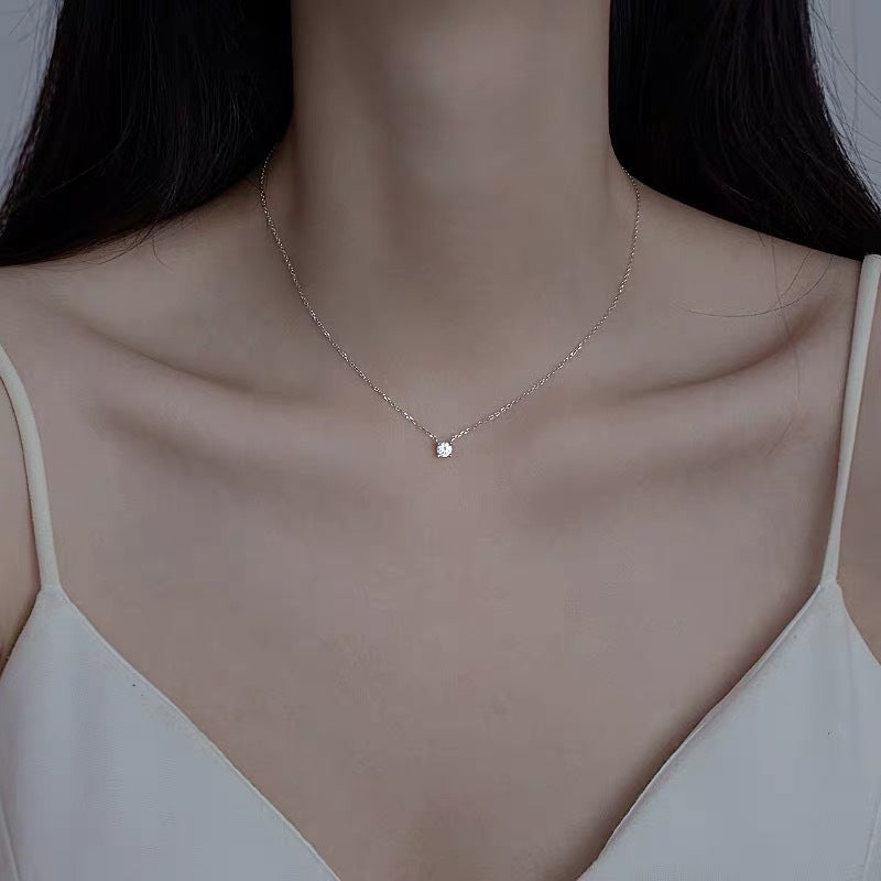 Sier Zircon Fashion Diamond Inlaid Clavicle Necklaces