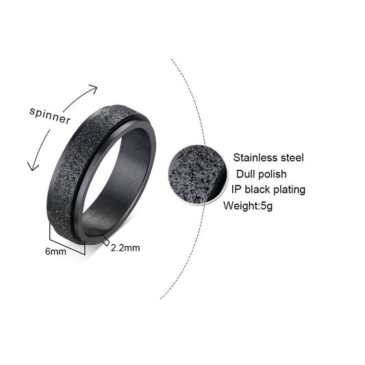 Men's Steel Titanium Rotating Colorful Flash Sand Frosted Rings