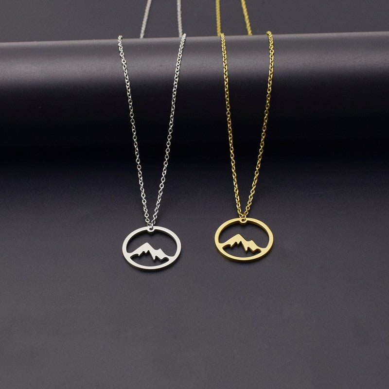 Hollow Mountain Round Small Jewelry Titanium Necklaces