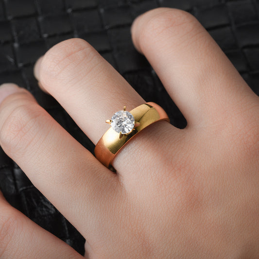 Men's Fashion Stainless Steel Zircon Couple Female Rings