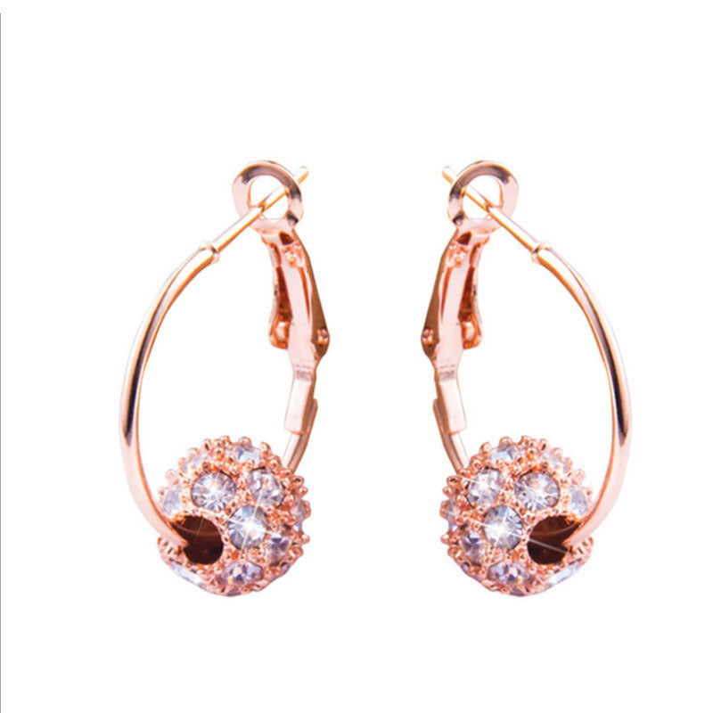 Korean Style Rhinestone Ball Crystal Ear Colorful Earrings