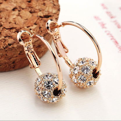 Korean Style Rhinestone Ball Crystal Ear Colorful Earrings