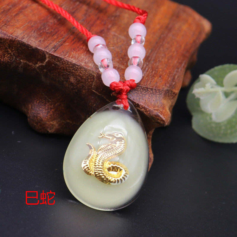 Zodiac Gold Crystal Inlaid Travel Commemorative Pendants