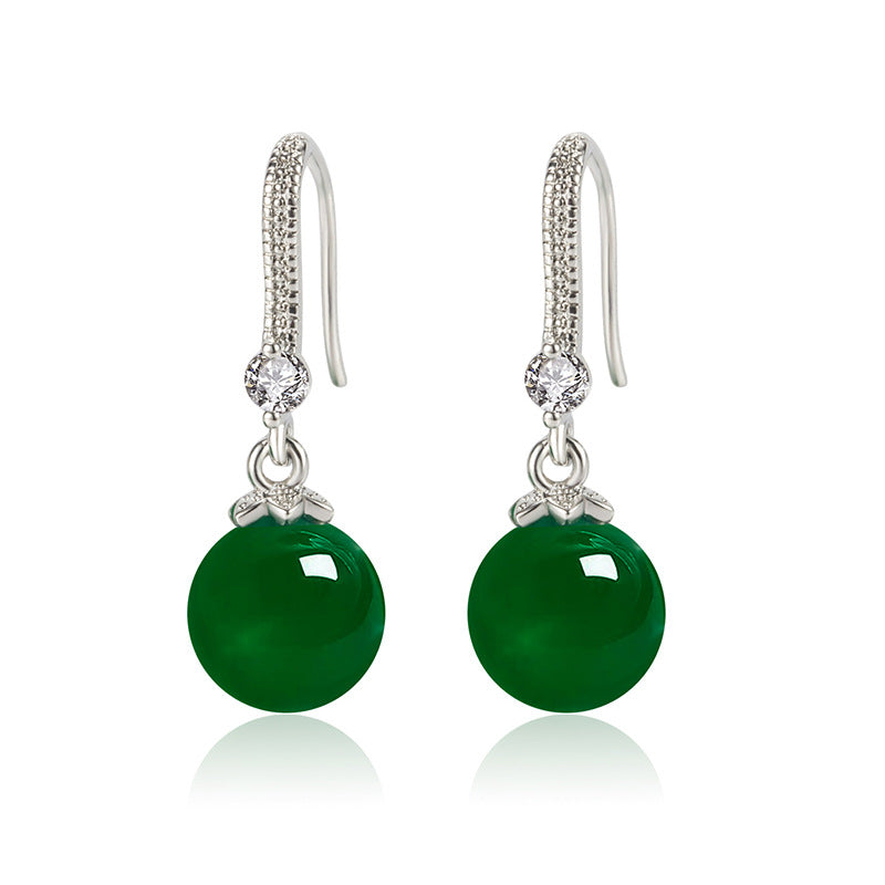 Women's Ethnic Style Green Agate Rhinestone Natural Chalcedony Vintage To Earrings