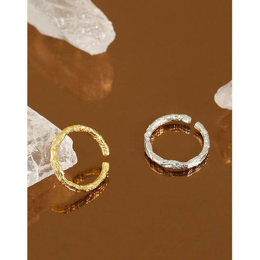 Minimalist Gold Sier Tin Foil Pleated Texture Rings