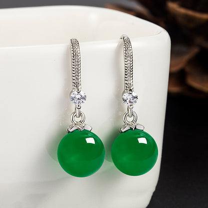 Women's Ethnic Style Green Agate Rhinestone Natural Chalcedony Vintage To Earrings