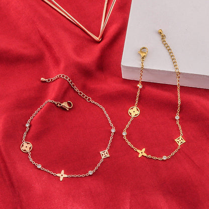 Lucky Four-leaf Flower Female Rose Gold Plated Korean Bracelets