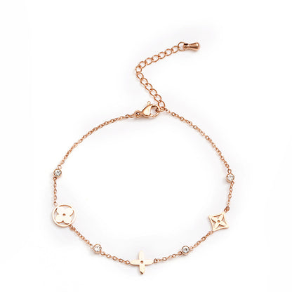 Lucky Four-leaf Flower Female Rose Gold Plated Korean Bracelets