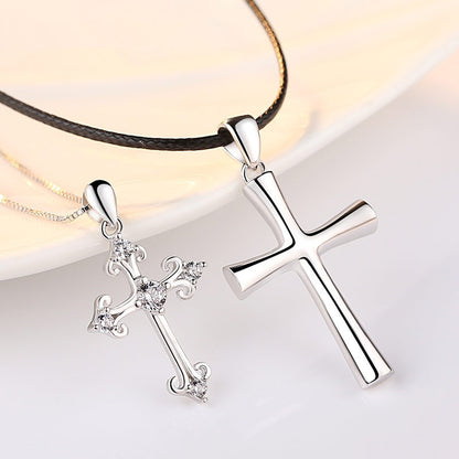 Fashion Diamond Cross Simple Male Female Pendants