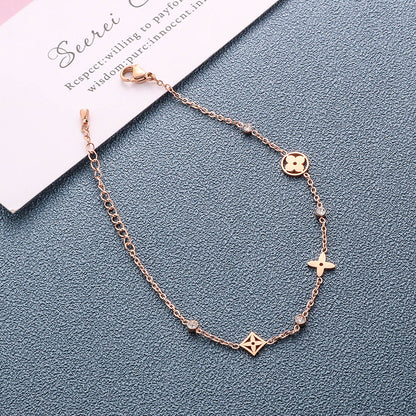 Lucky Four-leaf Flower Female Rose Gold Plated Korean Bracelets