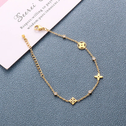 Lucky Four-leaf Flower Female Rose Gold Plated Korean Bracelets