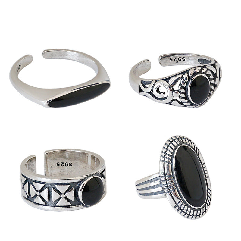 Women's Korean Style Sterling Sier Niche Retro Rings