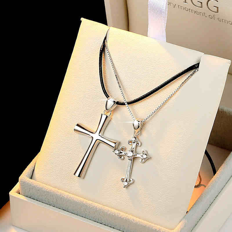 Fashion Diamond Cross Simple Male Female Pendants