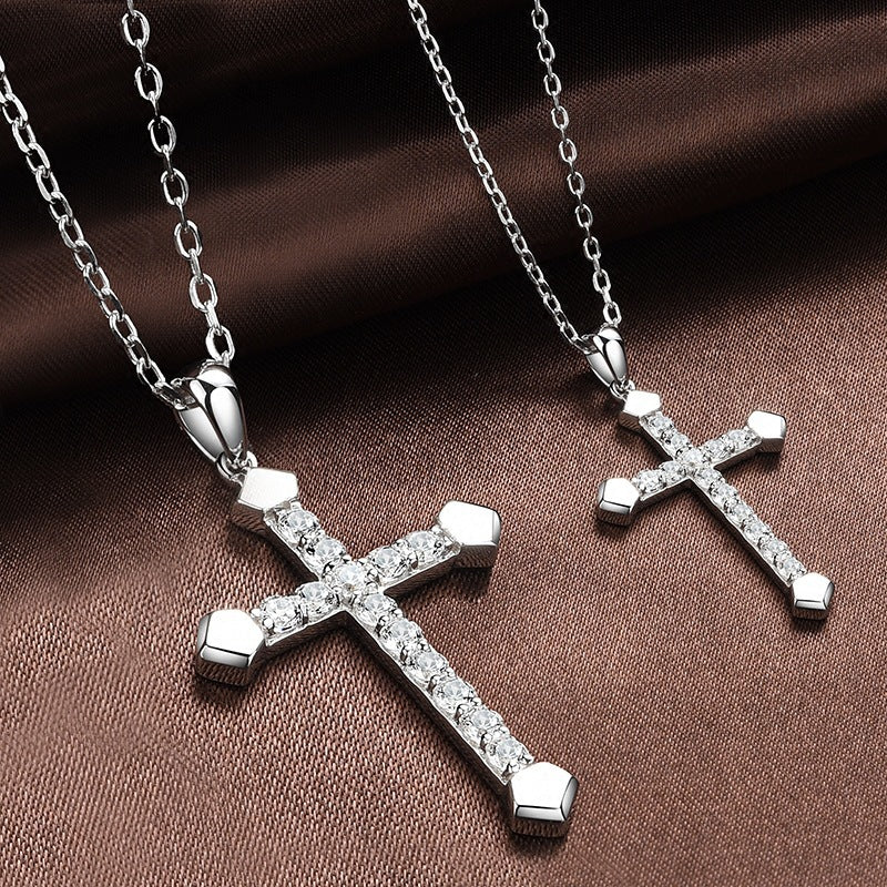 Fashion Diamond Cross Simple Male Female Pendants