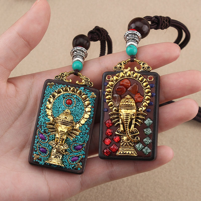 Hand-made Blackwood Sweater Chain Elephant God Pendants