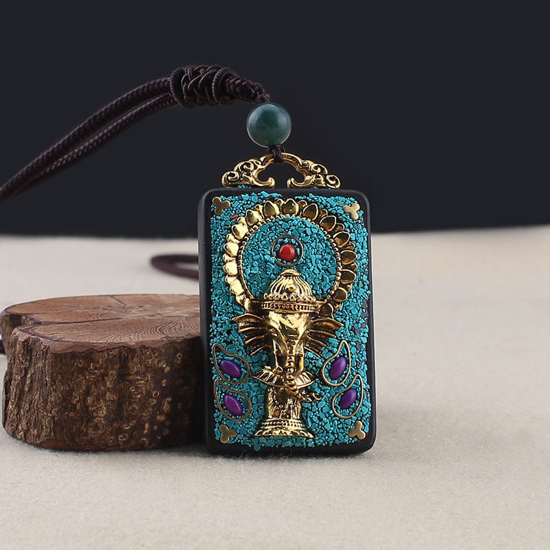 Hand-made Blackwood Sweater Chain Elephant God Pendants