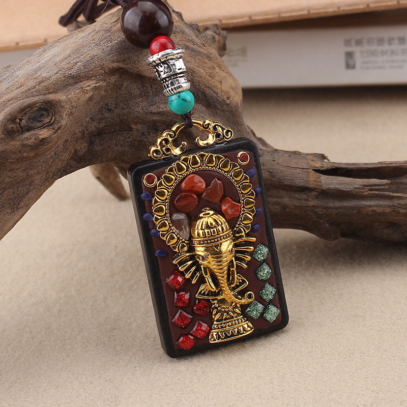 Hand-made Blackwood Sweater Chain Elephant God Pendants