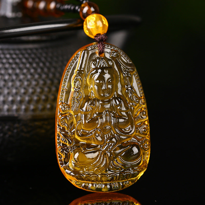 Citrine Zodiac Natal Buddha Eight Patron Pendants