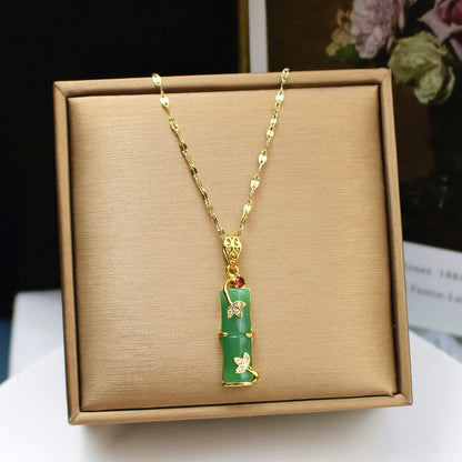 Women's Gold Bamboo Retro Aloofness Style Minority Necklaces