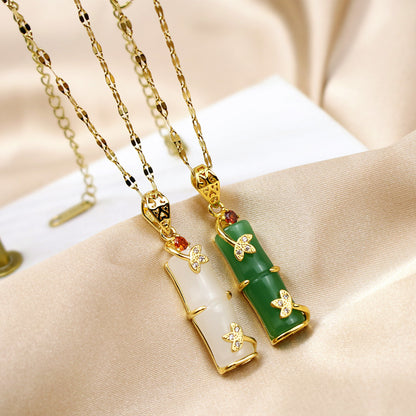 Women's Gold Bamboo Retro Aloofness Style Minority Necklaces