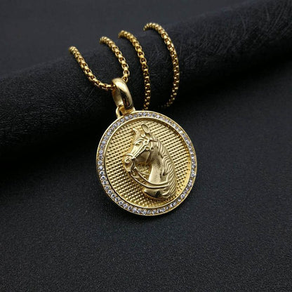 Hip Hop Ear Accessories Titanium Steel Gold-plated Diamond Disc Pendants