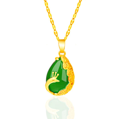 Imitation Gold Opal Peacock Female Live Broadcast Alluvial Pendants