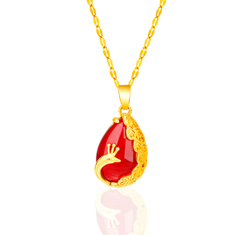 Imitation Gold Opal Peacock Female Live Broadcast Alluvial Pendants