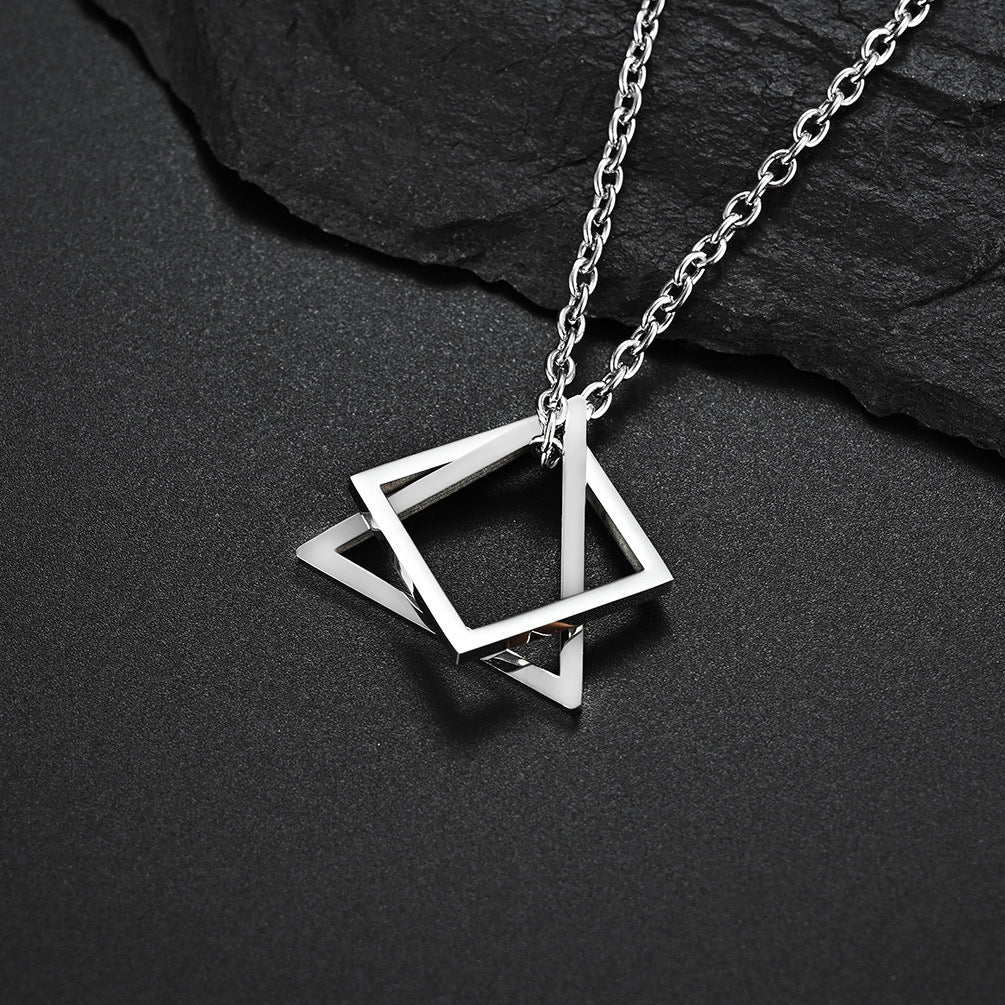 Women's & Men's Style Geometry Triangle Square Combination Hip Necklaces