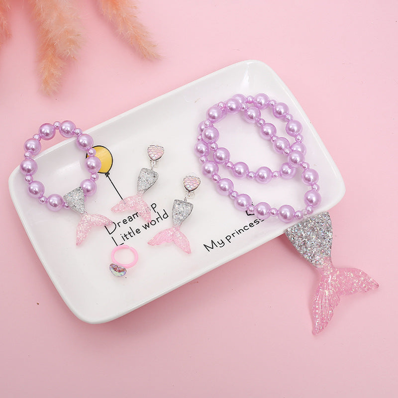 Children's Suit Unicorn Female Pearl Cartoon Pony Necklaces