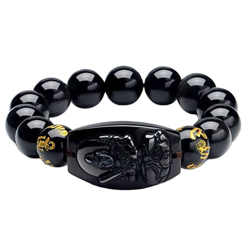 Zodiac Imitation Obsidian Buddha Lucky Eight Bracelets