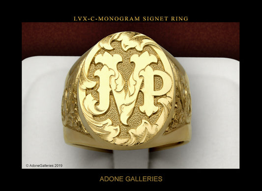Men's He Cheng Ornament Golden Letter Carved Rings