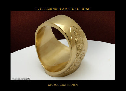 Men's He Cheng Ornament Golden Letter Carved Rings