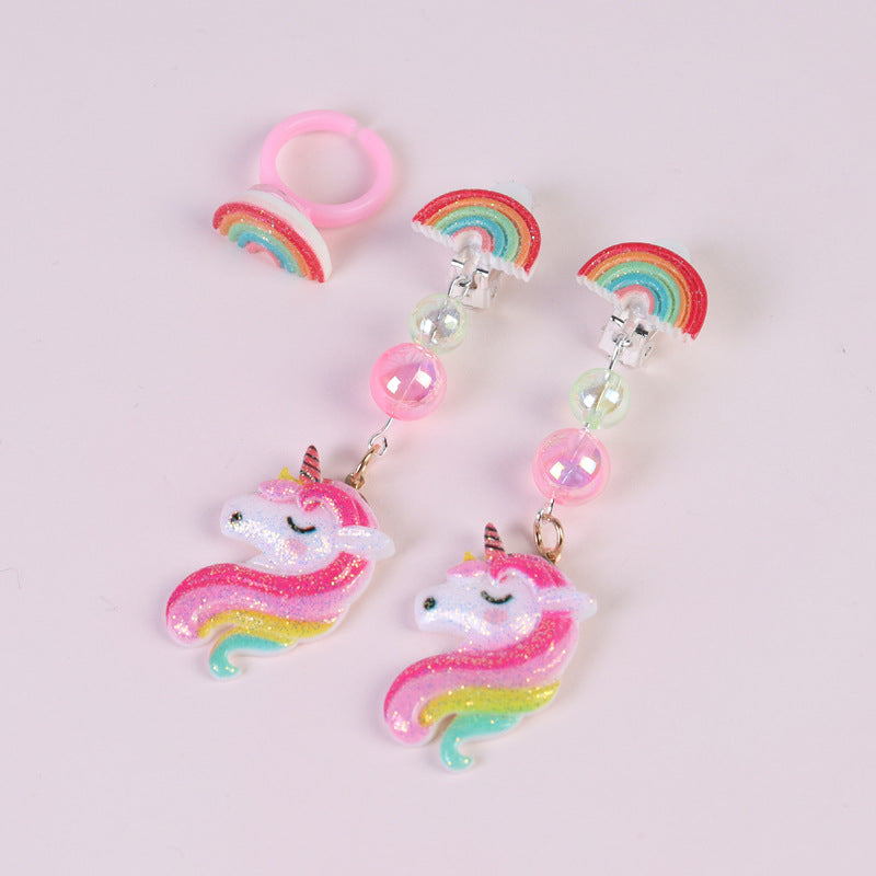 Children's Suit Unicorn Female Pearl Cartoon Pony Necklaces