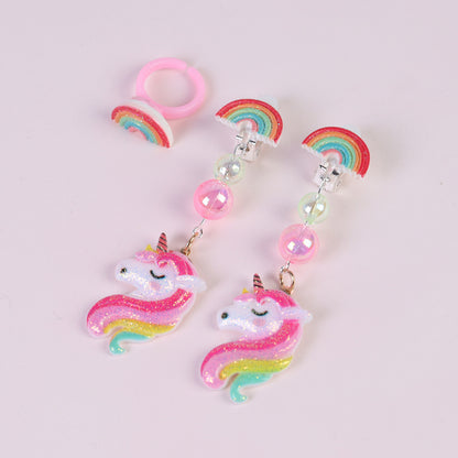 Children's Suit Unicorn Female Pearl Cartoon Pony Necklaces