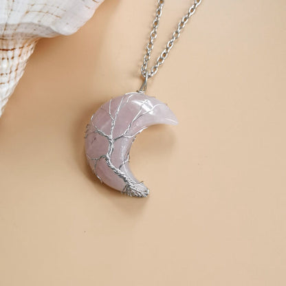 Winding Moon Natural Stone Amethyst Lucky Necklaces