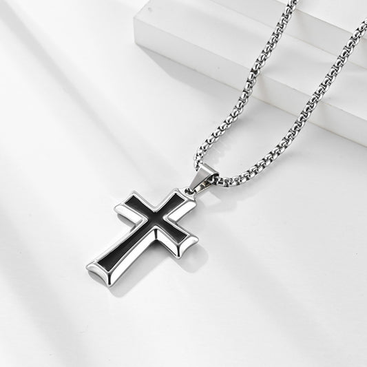 Men's Simple Titanium Steel Cross Stainless Shelf Pendants