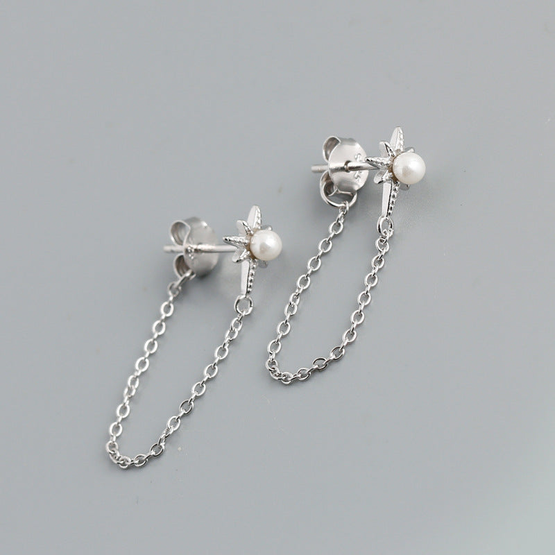 Women's Fashion Twinkling Star-shaped Shell Pearls Sterling Earrings