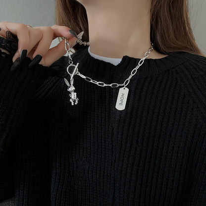 Style Fashion Double Layer Twin Cross Rabbit Necklaces