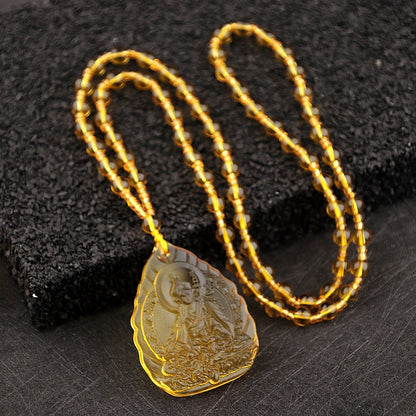 Women's & Men's Ornaments Glaze Yellow God Of Wealth Pendants