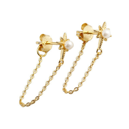 Women's Fashion Twinkling Star-shaped Shell Pearls Sterling Earrings