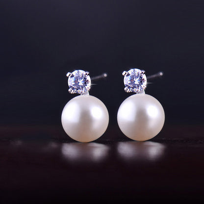 Single Rhinestone Pearl National Version Pear Earrings