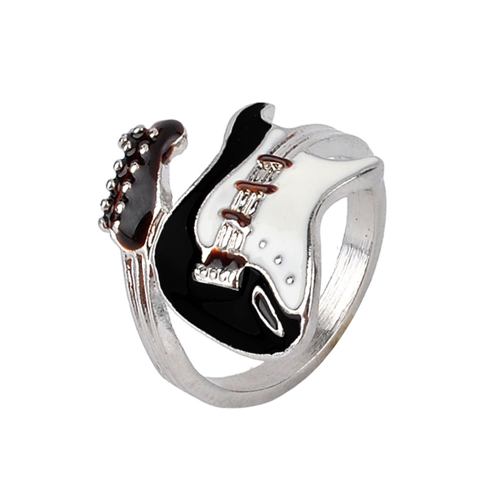 Classy Alloy Oil Dripping Guitar Ornament Rings