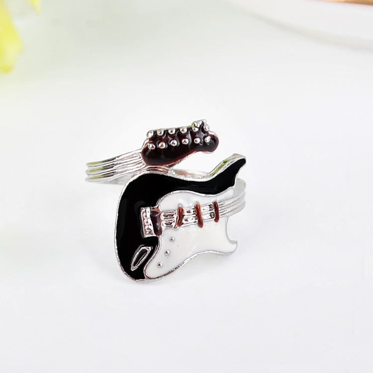 Classy Alloy Oil Dripping Guitar Ornament Rings