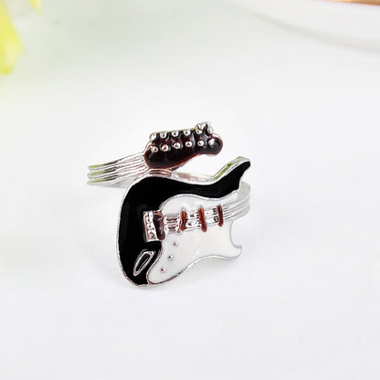 Classy Alloy Oil Dripping Guitar Ornament Rings