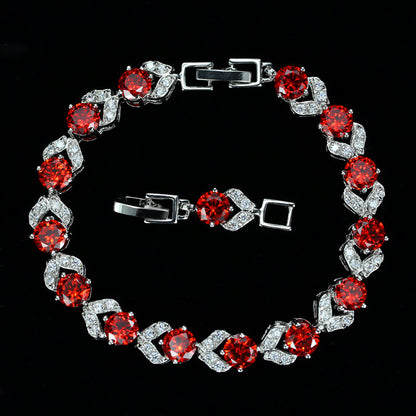 Women's Fashionable Elegant White Crystal Zircon Hand Bracelets