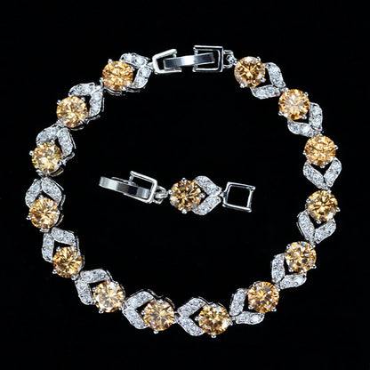 Women's Fashionable Elegant White Crystal Zircon Hand Bracelets