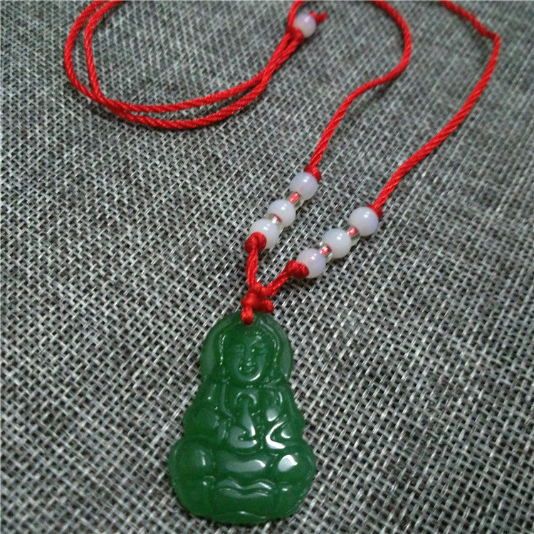 Women's & Men's Imitation Jade Beaded Avalokitesvara Buddha Ornament Pendants